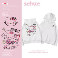 SELVZE Áo hoodie trắng nữ mùa thu đông dáng rộng cỡ lớn