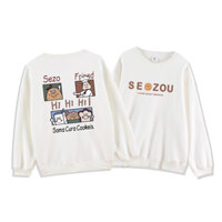 SELVZE Thời Trang Áo Sweater cotton Tay Dài Dáng Rộng In Họa Tiết Độc Đáo Phong Cách retro