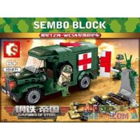 SEMBO 101271 207051 SY 1724 non Lego XE CỨU THƯƠNG QUÂN SỰ T214-WC54 CỦA ĐỘI HOA KỲ bộ đồ chơi xếp lắp ráp ghép mô hình Empires Of Steel EMPIRES OF STEEL T214-WC54 AMBULANCE Đế Chế Thép 262 khối