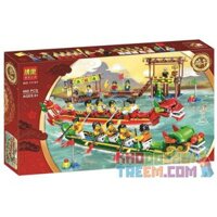 SEMBO 12621 12622 12623 12624 12625 12626 12627 12620  ĐUA THUYỀN RỒNG bộ đồ chơi xếp lắp ráp ghép mô hình Seasonal FRONT OF THE WAR Mùa Lễ Hội 499 khối