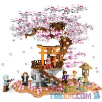 SEMBO 601076  MỨC ĐỘ TRUNG BÌNH CHERRY VIEW bộ đồ chơi xếp lắp ráp ghép mô hình Cherry Blossom Season Mùa Hoa Anh Đào 1167 khối
