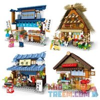 SEMBO 601084 601085 601086 601087 4 KIỂU CẢNH ĐƯỜNG PHỐ NHẬT BẢN bộ đồ chơi xếp lắp ráp ghép mô hình Modular Buildings Mô Hình Nhà Cửa 1533 khối