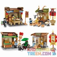SEMBO 601600 601601 601602 601603  4 LOẠI VỊT QUAY BẮC KINH QUÁN RƯỢU PENGLAI LÀNG BÁNH THƠM BÒ CẠP CỪU bộ đồ chơi xếp lắp ráp ghép mô hình Chinatown Khu Phố Tàu 683 khối