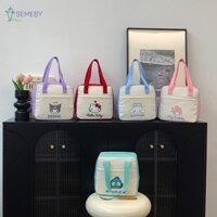 [Semeby] Túi đựng hộp cơm trưa Sanrio Hello Kitty mới Kawaii Hangyodon Dung tích lớn Sinh viên Kuromi My Melody Cinnamoroll Túi Bento cách nhiệt BÁN HOT