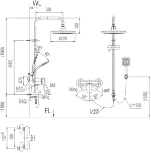 Sen cây tắm nóng lạnh Inax BFV-50S-5C