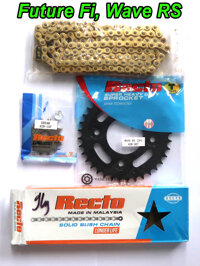 Sên Recto vàng 9 ly, nhông dĩa Recto 14 - 36 cho Future Fi, Future X, Wave RS, ...