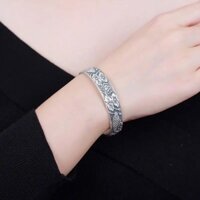 Sen Song Ngư Bạc 925 Vòng Tay Nam Nữ Mở Phong Cách Dân Tộc Retro Bạc Vòng Tay Nữ Quà Tặng 2.27