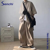 Senchi Mùa Hè Nhật Bản retro Áo Sơ Mi Tay Ngắn Dành Cho Nam Nữ Học Sinh Rời Lười Phong Cách Đẹp Trai Áo Sơ Mi Xu Hướng