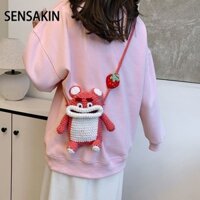Sensakin Xúc Xích Túi Điện Thoại Di Động diy Hoạt Hình Dễ Thương Dệt Tay Len Thành Phẩm Túi Messenger Túi Đeo Vai WTT2025.331