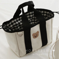 SENSES// South Korea Ins Mummy Bag Cartoon Bear Mother Bag Canvas Outdoor Lightweight Multi-Functional Portable Baby Walking Baby Diaper Bag 90ad