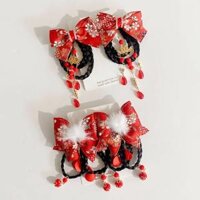 SEPL Trẻ em Dễ thương Khăn choàng đầu Hanfu Vải vóc Lễ hội năm mới Phong cách Trung Quốc Tang Suit Kẹp tóc tết tóc giả Kẹp tóc nơ Phụ kiện tóc Kẹp bên hông