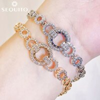 Sequito Thời Trang Hàn Quốc Nữ Lát Nhỏ Bling Cubic Zirconia Đá Bạc Màu Vàng Vòng Charm Vòng Tay Lễ Hội Đảng Tay Lắc Tay Trang Sức B215