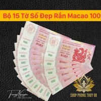 [Seri Vip] Combo 15 Tờ Tiền Hình Con Rắn 100 Patacas Lưu Niệm MaCao ( Full 0-9, Sảnh Rồng, Taxi 68-79)