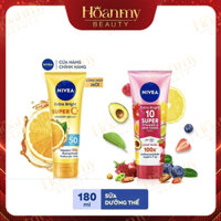 Serum Dưỡng Thể Vitamins Sáng Da: Vitamin Super C+ và 10X Super Vitamins & Skin Foods (180 ml)