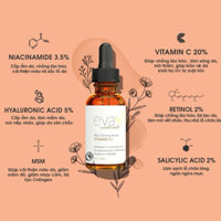 Serum Trắng Da, Mờ Thâm, Chống Lão Hóa, Giảm Mụn Eva Naturals Vitamin C Plus 30ml