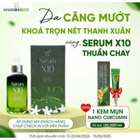 SERUM X10 THUẦN CHAY ,có màng khoá ẩm hiện đại ,khi mua SerumX10 420k tặng tuýp kem trị mụn có giá trị 185k.