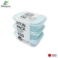 Set 03 hộp thực phẩm nắp mềm Fit in Pack hàng Made in Japan - 150ml - Xanh Aqua