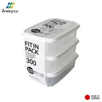 Set 03 hộp thực phẩm nắp mềm Fit in Pack hàng Made in Japan - 300ml - Trắng