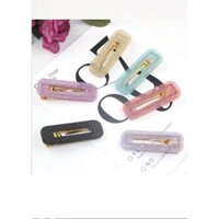 Sét 1-2 kẹp tóc KAH57 chữ nhật kim tuyến - 2 kẹp Đen