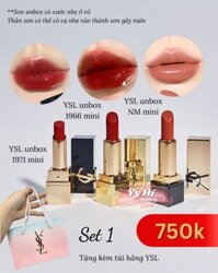 Set 1 - Combo 3 son YSL mini + túi giấy pastel