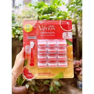 Set 1 dao cạo + 12 đầu thay Gillette Venus Comfortglide có sáp hương trà trắng dưỡng mềm da