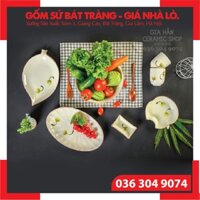 [SÉT 1 - Gồm 06 MÓN] 🍀 BỘ ĐỒ ĂN MEN KEM VẼ BỒ CÔNG ANH 🍀[CAO CẤP BÁT TRÀNG] Bát, Đĩa, Tô, Chén Bát Tràng Sang Trọng ⚡