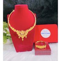 Set 1 kiềng hoa 1 vòng tay hoa mạ vàng 24 cao cấp mẫu mới về cực đẹp cực sang