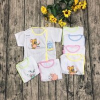 Set 10  Áo cộc tay cho bé sơ sinh nền trắng từ 2-5kg - ACSS - TK070