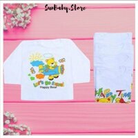 Set 10 Áo sơ sinh Bossini cúc vai trắng tay dài cho bé sơ sinh đến 17kg