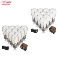 Set 10 Bóng Đèn led Dây s14 Bằng Nhựa Chống Vỡ Có Thể Thay Thế Ngoài Trời