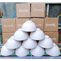 Set 10 chén sứ trắng trơn Donghwa dày dặn, cầm nặng tay có in logo Vinamilk (Quà tặng Vinamilk)