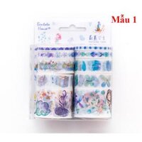 Set 10 Cuộn băng dính Băng Keo Washi Tape Trang Trí Planner Nhiều Chủ Đề - mẫu 1