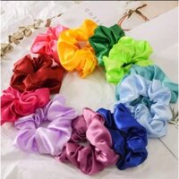 Set 10 dây buộc tóc scrunchies phong cách Hàn Quốc vải lụa phi bóng