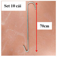 Set 10 dây móc inox 2 đầu treo chậu hoa lan, cây hoa cảnh dài DÀI 70CM