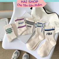 Set 10 Đôi Tất Nam Nữ Kẻ 1966 Cổ Cao Vớ Thể Thao Thời Trang Cao Cấp tcc10 HAISHOP