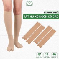 Set 10 đôi tất nữ xỏ ngón cổ cao chống nắng G.V.G, vớ da dài nữ chất liệu êm chân khử mùi  - LISU-TATNGON-GVGCAO-CB10