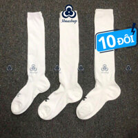 SET 10 ĐÔI Vớ thể thao màu trắng, tất bóng đá cao trên gối, dưới gối