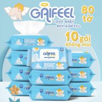 Set 10 gói/ 800 khăn giấy ướt GAIFEEL khăn ướt dành cho trẻ em