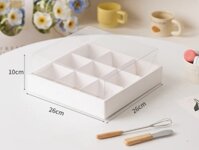 Set 10 hộp cupcake thấp đế giấy gấp 24.5x24.5x10.5cm - 9 ngăn.