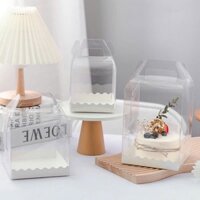 Set 10 hộp mica trong suốt quai xách lót ren đựng bánh sinh nhật / hộp bánh sinh nhật