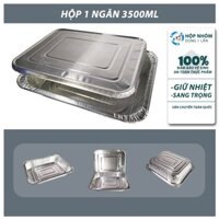 Set 10 Hộp Nhôm  cỡ lớn 3500 ml (Khay Giấy Bạc có nắp) Cao Cấp Đựng Thực Phẩm Dùng 1 Lần- VS ATTP