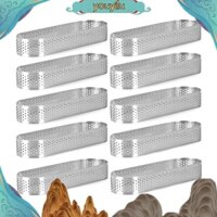 Set 10 Khuôn Làm Bánh Tart Hình Oval Bằng Thép Không Gỉ