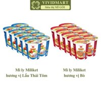 [SET 10 LY] - COLUSA - Mì ly Miliket 2 vị: Lẩu Thái Tôm, Bò, Mì Miliket ly Lẩu Thái Tôm, Mì Miliket ly Bò (65g/ly)