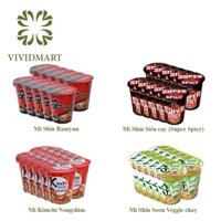 [Set 10 ly] MÌ LY NONGSHIM HÀN QUỐC 4 VỊ: SHIN RAMYUN CAY, SHIN RED SIÊU CAY, SOON VEGGIE CHAY, KIM CHI – 68g/HỘP