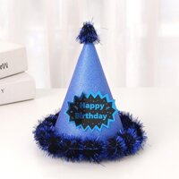 set 10 Mũ ép kim gắn quả bông-XANH DƯƠNG ĐẬM (17x20cm).