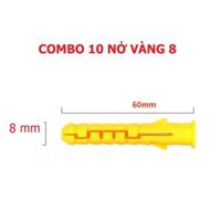 Set 10 Nở Nhựa màu Vàng 6 - 8mm Kèm Vít Inox 304 - Hàng Tốt, Vít Inox Nở Đóng Tường Chắc Chắn, Chống Gỉ - TakyHome 5080 - Nở Vàng phi 8 mm