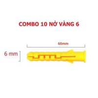 Set 10 Nở Nhựa màu Vàng 6 - 8mm Kèm Vít Inox 304 - Hàng Tốt, Vít Inox Nở Đóng Tường Chắc Chắn, Chống Gỉ - TakyHome 5080 - Nở Vàng phi 6 mm