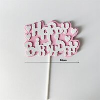 Set 10 Que cắm XỐP chữ HPBD + TRÁI TIM nền HỒNG chữ TRẮNG