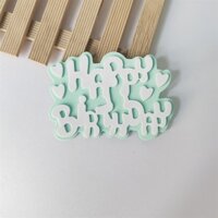 Set 10 Que cắm XỐP chữ HPBD + TRÁI TIM nền XANH MINT chữ TRẮNG