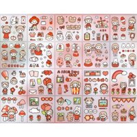 Set 10 tấm sticker dễ thương dan trang tri so tay, laptop, op đien thoai... - Đỏ